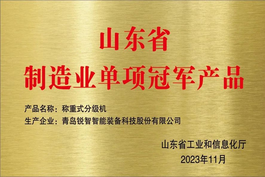喜報(bào)！銳智智能獲評(píng)山東省制造業(yè)單項(xiàng)冠軍企業(yè)